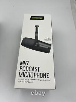 1X New Shure MV7 Dynamic Podcast XLR Microphone with Voice Isolation, Black