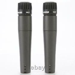 2 Shure SM57 Dynamic Cardioid Microphones with Clips & Case #45405