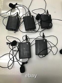5-Shure LX4 Wireless Receiver With 5-LX-CT Belt Packs With Lav. Mics. And Mixer