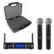 Dual Uhf Cordless Microphone System For Shure Sm58 Wireless With Carrying Case