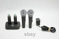 Lot of 2 Shure SM58S Vocal Microphone with 2x Revolabs Wireless Adapter