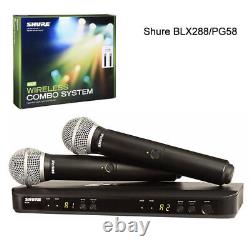 New Shure BLX288/PG58 Handheld Wireless Microphone System Come with 2 Microphone