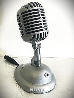 Restored 1940's Shure 55C Dynamic Microphone, sounds smooth withstand & cable