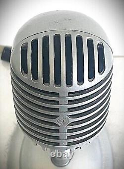 Restored 1940's Shure 55C Dynamic Microphone, sounds smooth withstand & cable