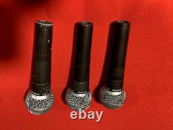 Set of 3 Shure SM58 microphones, with pro cables and clips