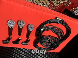 Set of 3 Shure SM58 microphones, with pro cables and clips