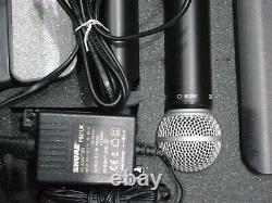 Shure BLX288 SM58 wireless microphones with flight case