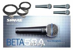 Shure Beta58A Supercardioid Dynamic Microphones Bundle 3-Pack with 20' XLR Cables
