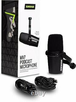 Shure MV7 Podcast Dynamic Microphone with USB & XLR Black MV7-K-U