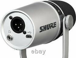 Shure MV7 Pro XLR/USB Microphone Broadcast Podcast Bundle Package Silver