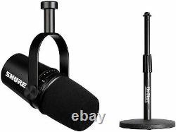 Shure MV7 with On Stage Desktop Mic Stand Black