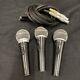 Shure Pg58 Pg48 Mic Cardioid Dynamic Vocal Microphone Cords Vintage 3pc Lot