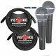 Shure Sm58 Sm-58 Dynamic Live Vocal Microphone Pair With Pig Hog Xlr Mic Cables