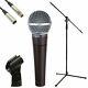 Shure Sm58 Vocal Dynamic Live And Recording Microphone Bundle Pack Stand, Cable