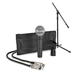 Shure SM58 Wired Microphone Complete Vocal Mic Package with Stand, Cable, Clip