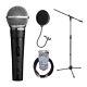 Shure Sm58se Dynamic Mic Boom Mic Stand Microphone Cable Pop Filter 4 Piece Set
