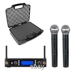UHF Dual Hanheld Microphone System for Shure SM58 Vocal Mics with Carrying Case