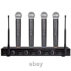 UHF Wireless Microphones 4 Handheld 4 Channels DJ Mic, For Shure SM58 Vocal Mics