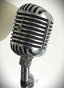 Vintage 1940's Fatboy SHURE 55C Dynamic Microphone, withstand, original, works