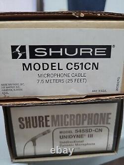 Vtg Shure Unidyne III 545SD Dynamic Instrument Microphone NOS Cord Papers & Box