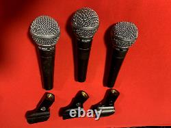 Ensemble de 3 microphones Shure SM58, avec câbles et pinces professionnels