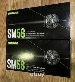 Lot de DEUX microphones vocaux Shure SM58-CN à main, câble et pochette inclus.