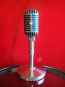 Microphone Shure 55S dynamique cardioïde vintage de 1960 avec pied E. V 423A Elvis Propriété