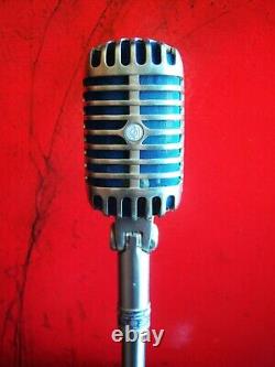 Microphone Shure 55S dynamique cardioïde vintage de 1960 avec pied E. V 423A Elvis Propriété