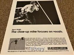 Microphone Shure PE-52 dynamique cardioïde Hi Z des années 1970 avec accessoires PE-54