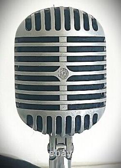 Microphone dynamique Shure 55C des années 1940 restauré, son lisse avec pied et câble