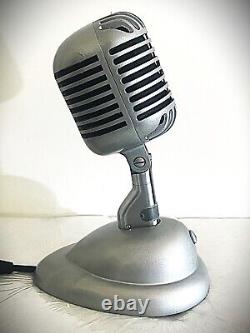 Microphone dynamique Shure 55C des années 1940 restauré, son lisse avec pied et câble