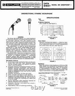 Microphone dynamique Shure Unisphere I 565 Vintage modèle Freddy Mercury