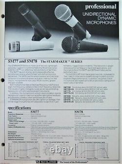 Microphone dynamique cardioïde Shure Brothers SM78 / SM58 des années 1980 avec clip n°3