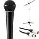 Microphone Vocal Dynamique Cardioïde Shure Sm58 Avec Câble Et Support Noir