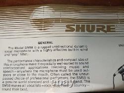 Microphone vocal vintage Shure SM58 des années 70/80 avec documents d'origine.
