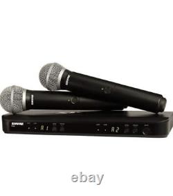 Nouveau système de microphone sans fil à main Shure BLX288/PG58 livré avec 2 microphones