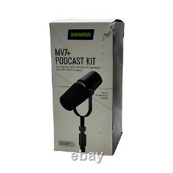 Shure MV7+ Microphone de podcast USB-C & XLR à double sortie hybride et support de bureau noir