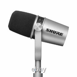 Shure Mv7 Dynamic Podcast Xlr/usb Microphone Argent (démo / Boîte Ouverte)