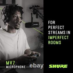 Shure Mv7 Podcast Vocal Enregistrement Live Stream Condenser Microphone En Noir