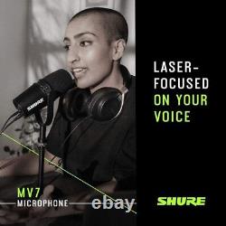 Shure Mv7 Podcast Vocal Enregistrement Live Stream Condenser Microphone En Noir
