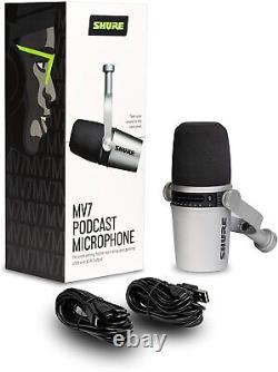 Shure Mv7 Usb Podcast Microphone Pour L'enregistrement Podcast En Direct Et Jeux