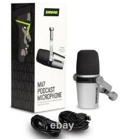 Shure Mv7-s (argent) Microphone Dynamique Avec Sortie Usb Et Xlr MIC