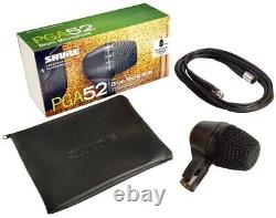 Shure Pga52 Kick Drum Cardioid Microphone Pivotant Avec Câble Xlr-xlr