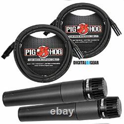 Shure Sm57 Sm-57 Microphone Dynamique Pair Avec Câbles Pig Hog Phm10 10' Xlr