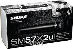 Shure Sm57-x2u Microphone Dynamique Et Adaptateur De Signal Xlr-usb, Nouveau