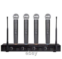 Système de microphones sans fil portables UHF professionnel 4 canaux 4 micros sans fil