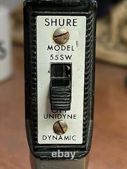 Vintage 1960 Shure 55sw Microphone Fonctionne Fort Avec Élément Dynamique Original