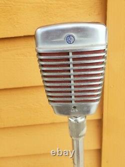 Vintage Shure Brothers Microphone Dynamique Modèle 51 Avec Support Extensible